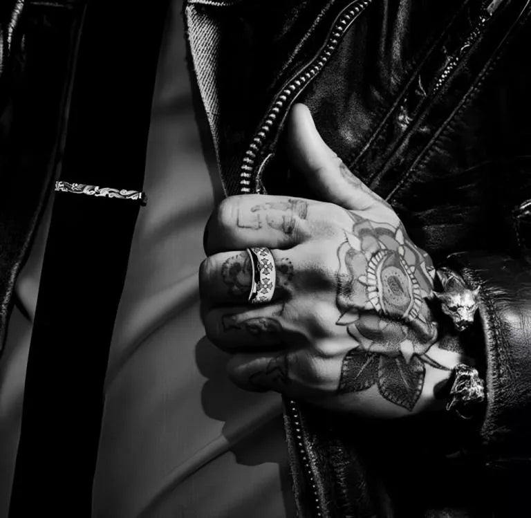 ETCHED PLUS BAND RING -2