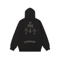 Chrome Hearts Rhinestone Cross Hoodie - Black Gothic Streetwear Sweatshirt 2633