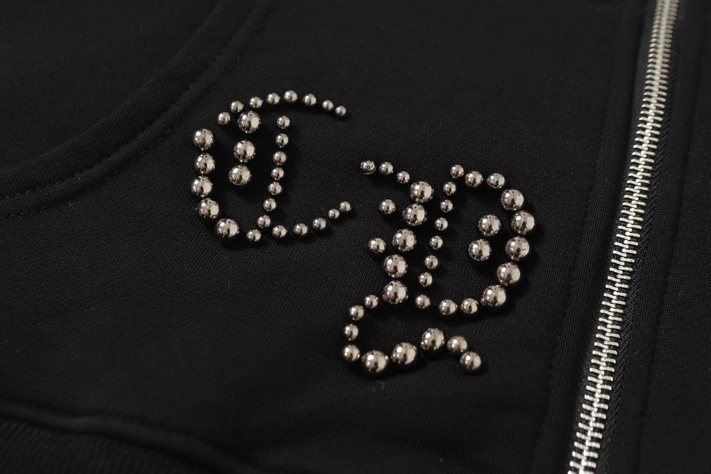 Chrome Hearts Rhinestone Cross Hoodie - Black Gothic Streetwear Sweatshirt 2633